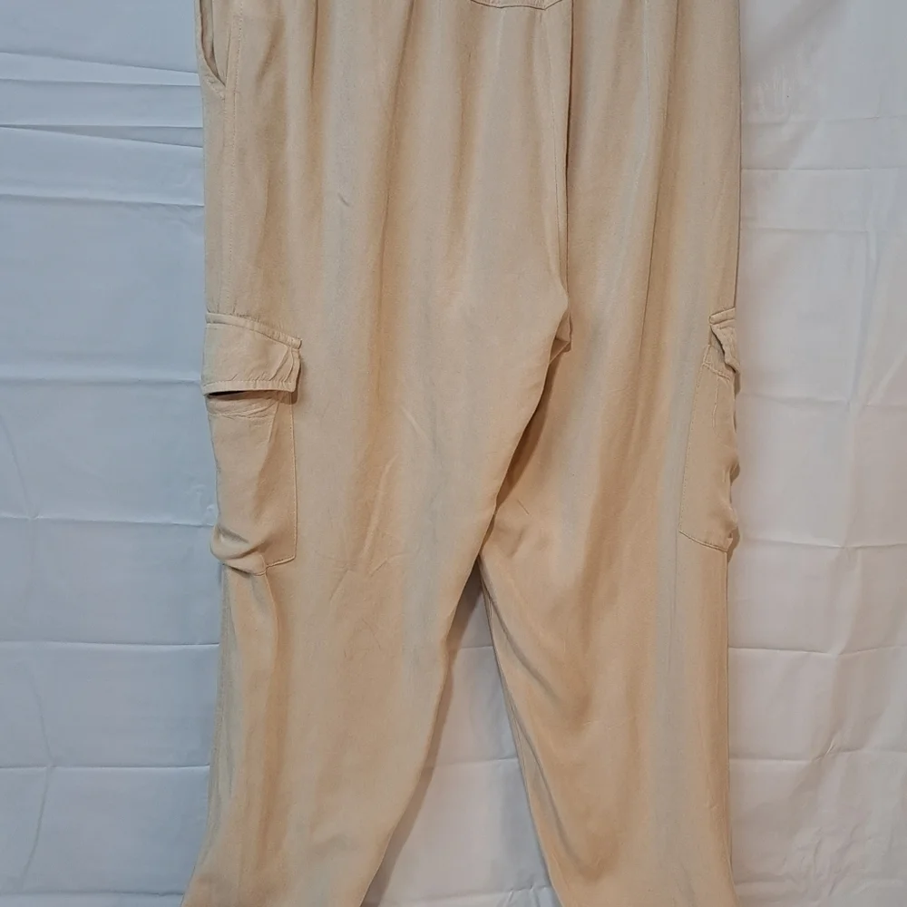NET 153 Joggers Cargo Beige Medium Rayon Drawstring Waist Lightweight - Picture 6 of 11